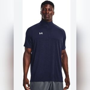 Under Armour Mens Size Small Locker Jacquard Navy Short Sleeve 1/4 Zip Shirt